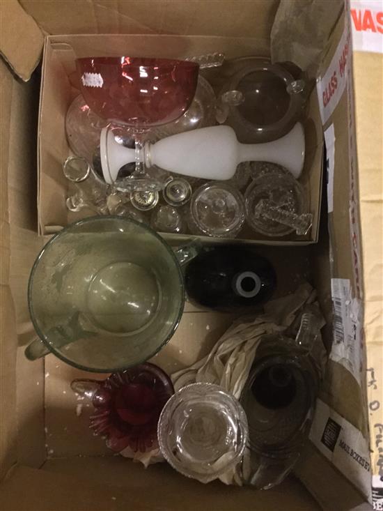 Mixed coloured glassware